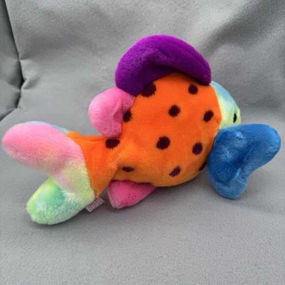 Vtg TY Beanie Buddies Lips Fish 1999 Multicolor Tie Dye Plush Stuffed Animal 13" - Picture 7 of 16
